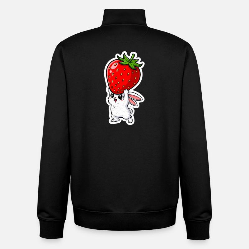 Fraise et Lapin - Sweat zippé unisexe en coton bio Stanley/Stella - noir