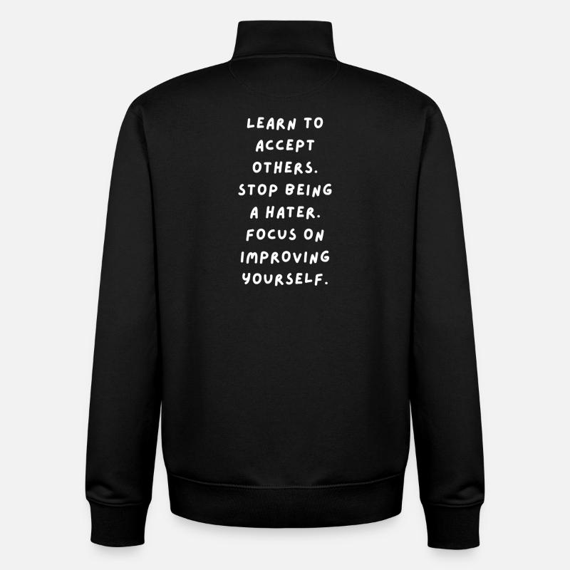 Learning acceptance, self-improvement - Unisex Organic Zip Sweatshirt by Stanley/Stella - black
