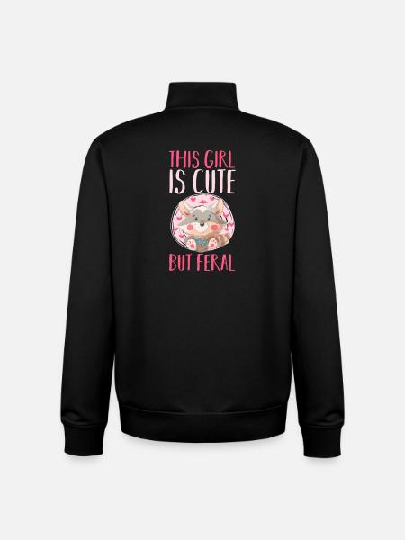 Raton laveur déchet, mignon mais sauvage - Sweat zippé unisexe en coton bio Stanley/Stella - noir
