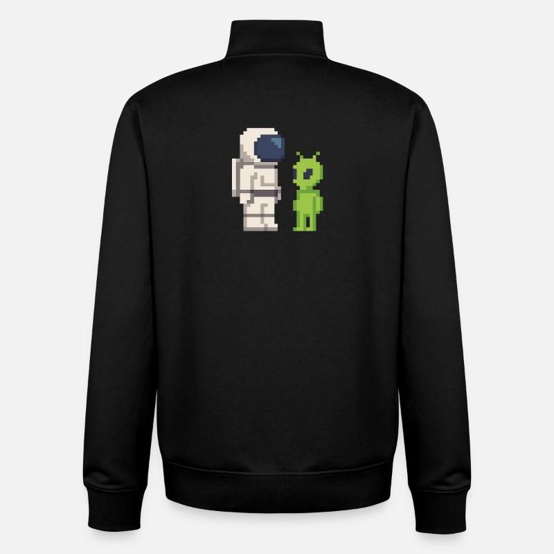 Pixel Astronaut trifft Alien - Unisex Organic Zip Sweatshirt von Stanley/Stella - Schwarz