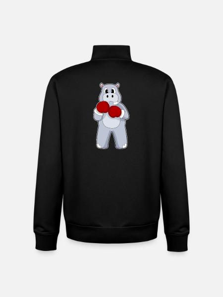 Nilpferd Boxer Boxhandschuhe Boxen - Unisex Organic Zip Sweatshirt von Stanley/Stella - Schwarz