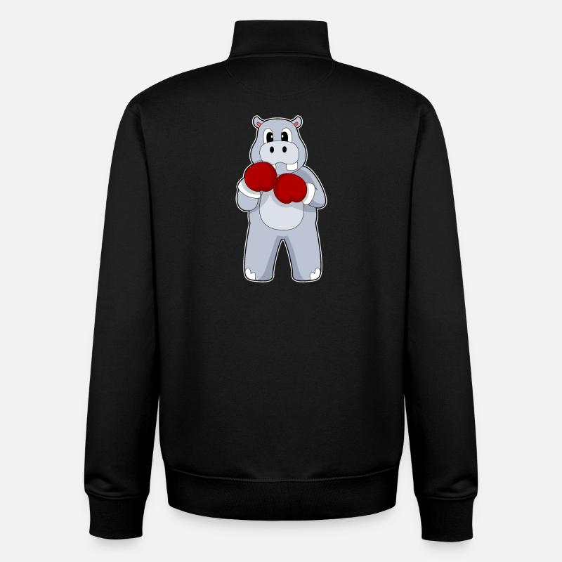 Nilpferd Boxer Boxhandschuhe Boxen - Unisex Organic Zip Sweatshirt von Stanley/Stella - Schwarz