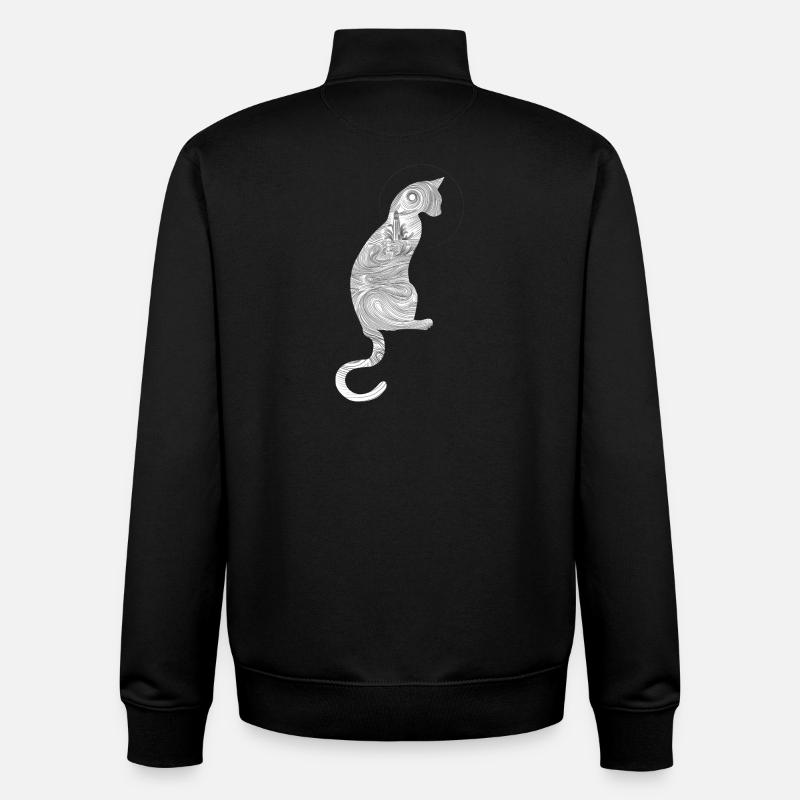 Abstract cat with spiral pattern - Unisex Organic Zip Sweatshirt by Stanley/Stella - black