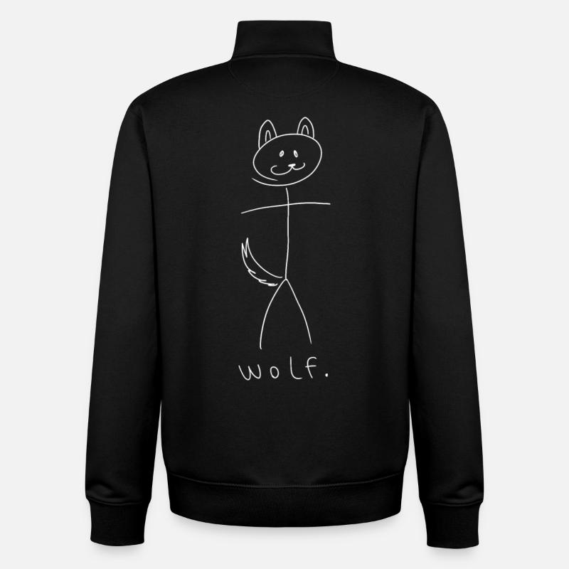 loup. (lignes blanches) (par Leni Riosa) - Sweat zippé unisexe en coton bio Stanley/Stella - noir