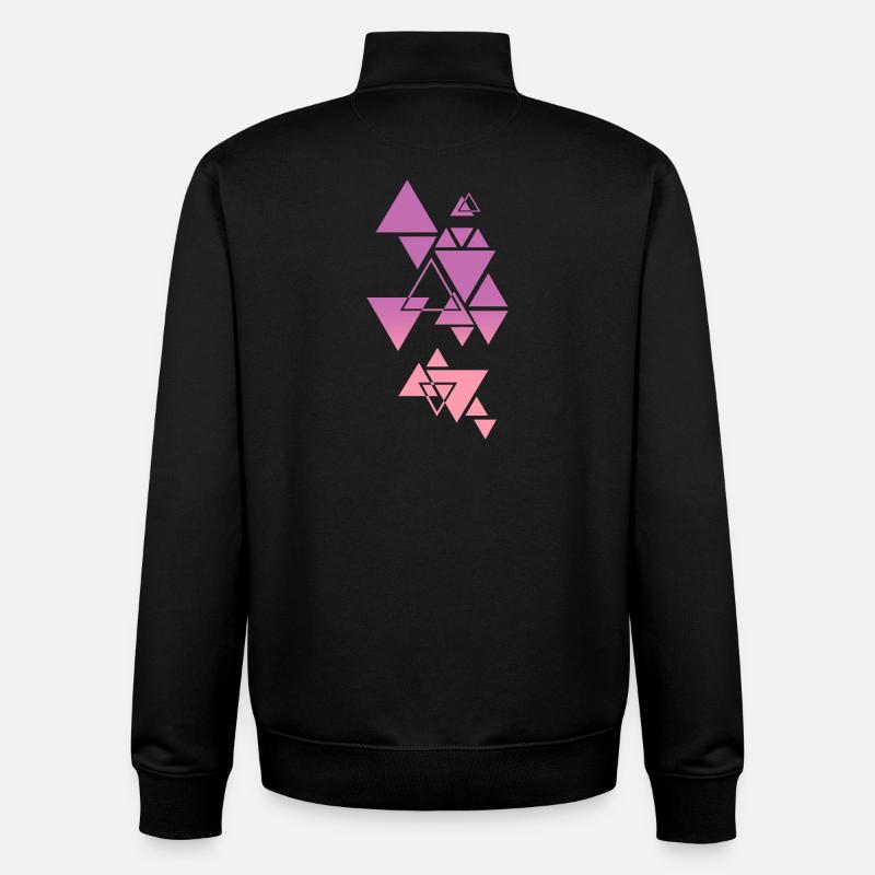 Gradient Triangle Pattern Pink - Unisex Organic Zip Sweatshirt by Stanley/Stella - black