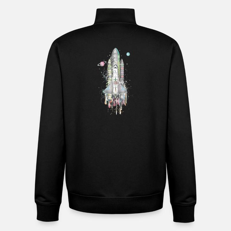 Imaginative Space Shuttle - Artfully Designed - Unisex Organic Zip Sweatshirt by Stanley/Stella - black