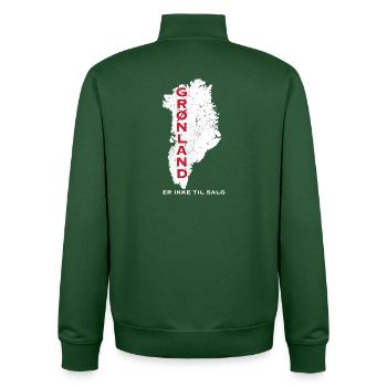Greenland Map: Not For Sale - Unisex Organic Zip Sweatshirt by Stanley/Stella - bottle green - Back - AI Model Male 185 dark (185cm)