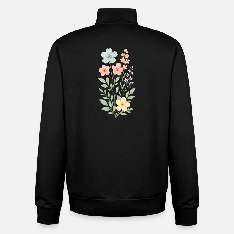 Bouquet de fleurs pastel - Sweat zippé unisexe en coton bio Stanley/Stella - noir