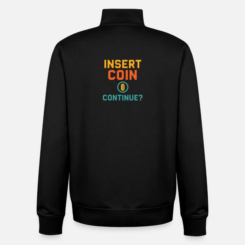 Insérer une pièce de monnaie – Continuer ? - Sweat zippé unisexe en coton bio Stanley/Stella - noir