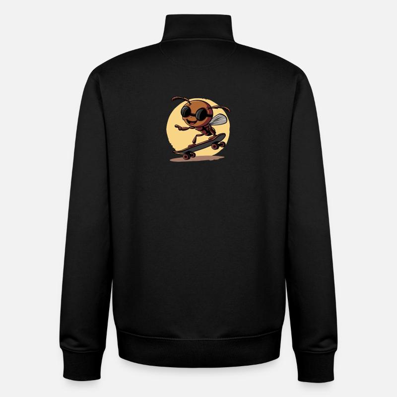 Ska Ant avec lunettes de soleil - Sweat zippé unisexe en coton bio Stanley/Stella - noir