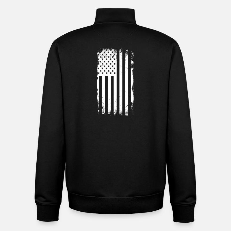 Drapeau américain en détresse Grunge - Sweat zippé unisexe en coton bio Stanley/Stella - noir