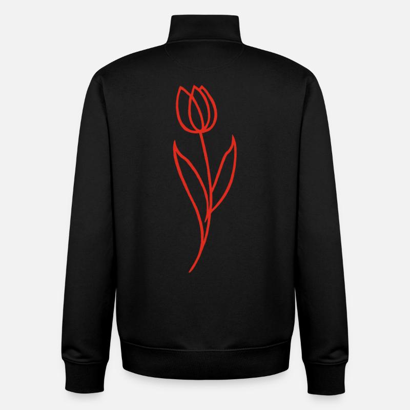 Esquisse d'une fleur rouge - Sweat zippé unisexe en coton bio Stanley/Stella - noir