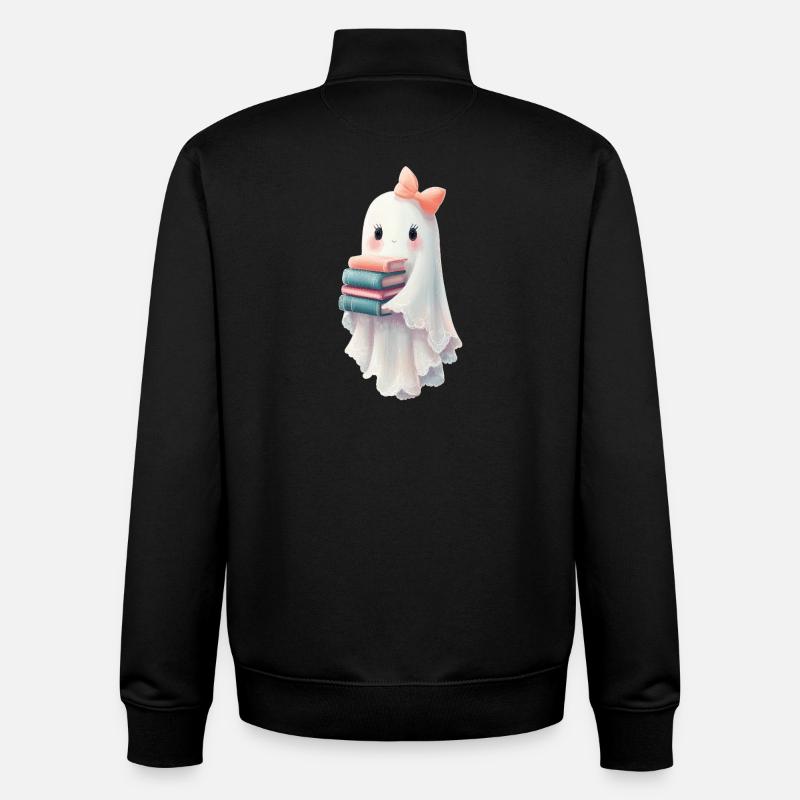 Ghost Halloween Books - Unisex Organic Zip Sweatshirt by Stanley/Stella - black
