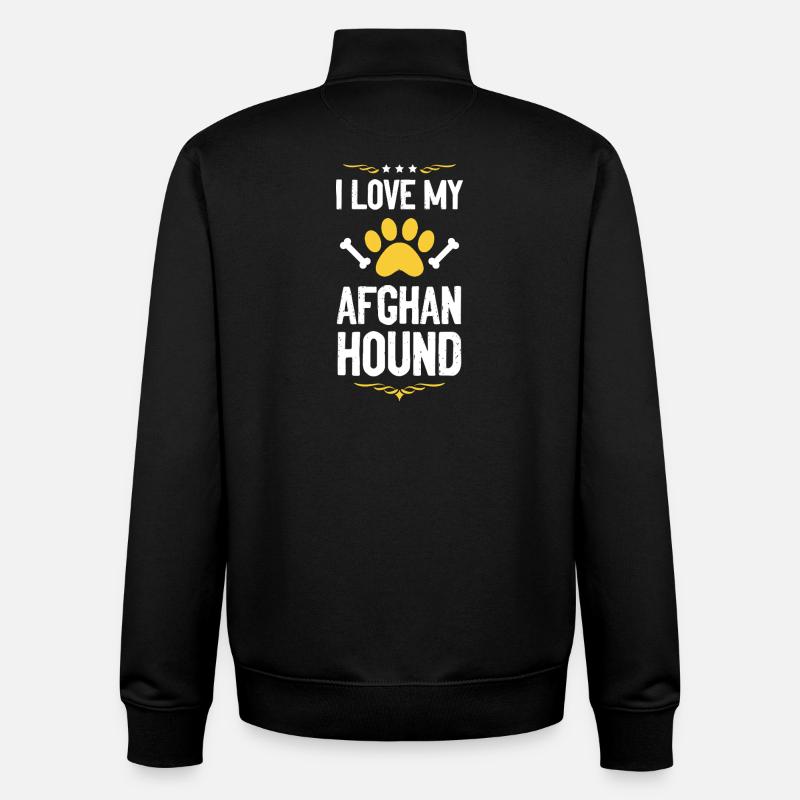 J’adore mon lévrier afghan - Sweat zippé unisexe en coton bio Stanley/Stella - noir