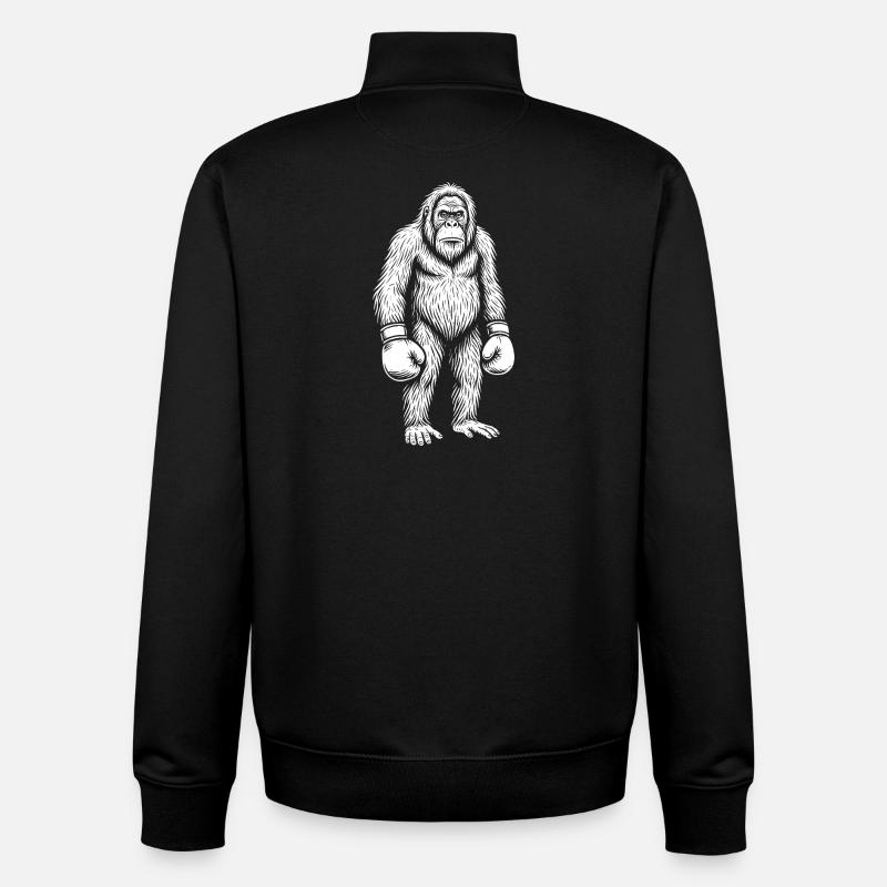Silhouette de boxe orang-outan - Sweat zippé unisexe en coton bio Stanley/Stella - noir