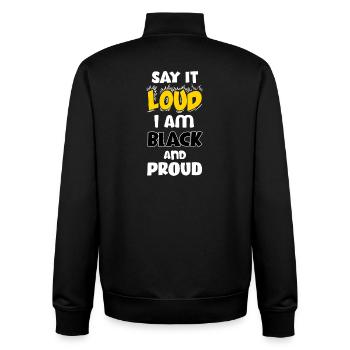 Loud Black Bold Statement Empowerment Design - Unisex Organic Zip Sweatshirt von Stanley/Stella - Schwarz - Hinten - AI Model Male 185 light (185cm)