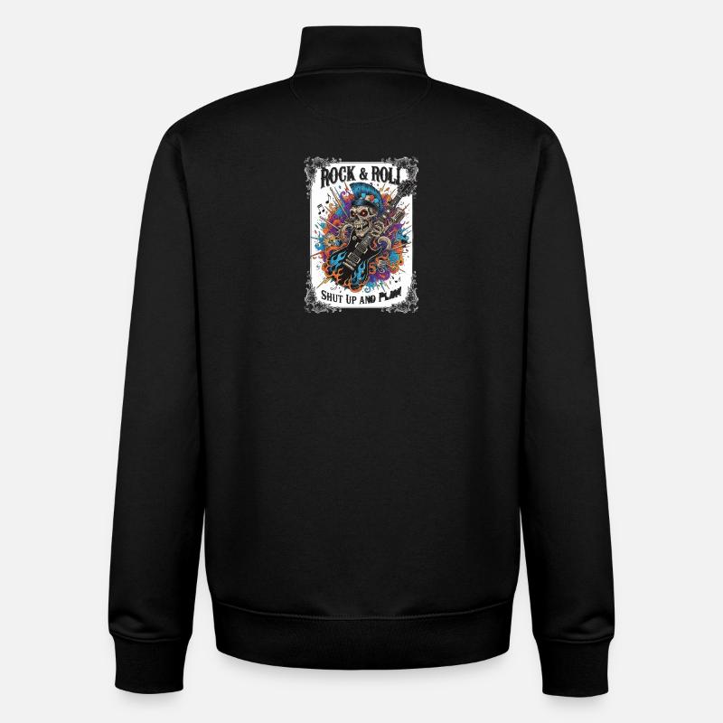 Crâne Rock &amp; Roll avec guitare - Sweat zippé unisexe en coton bio Stanley/Stella - noir