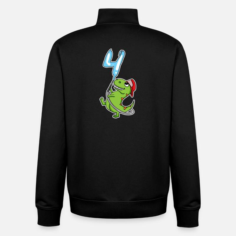 4th Birthday Dinosaur - Unisex Organic Zip Sweatshirt by Stanley/Stella - black