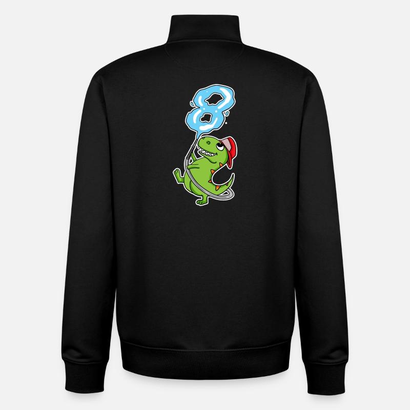 8e anniversaire dinosaure pompier cadeau - Sweat zippé unisexe en coton bio Stanley/Stella - noir
