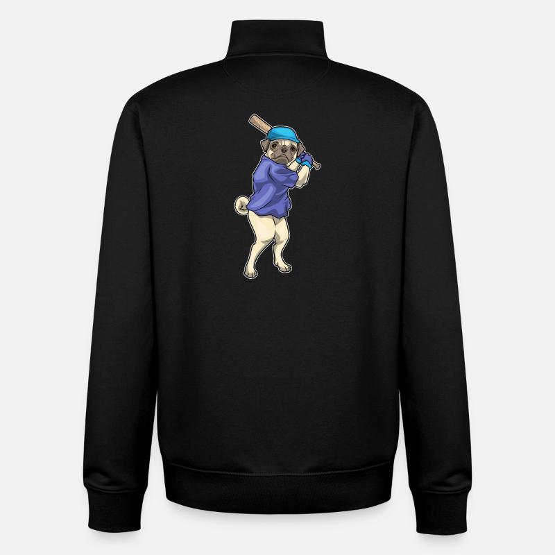 Carlin Baseball Batte de Baseball - Sweat zippé unisexe en coton bio Stanley/Stella - noir