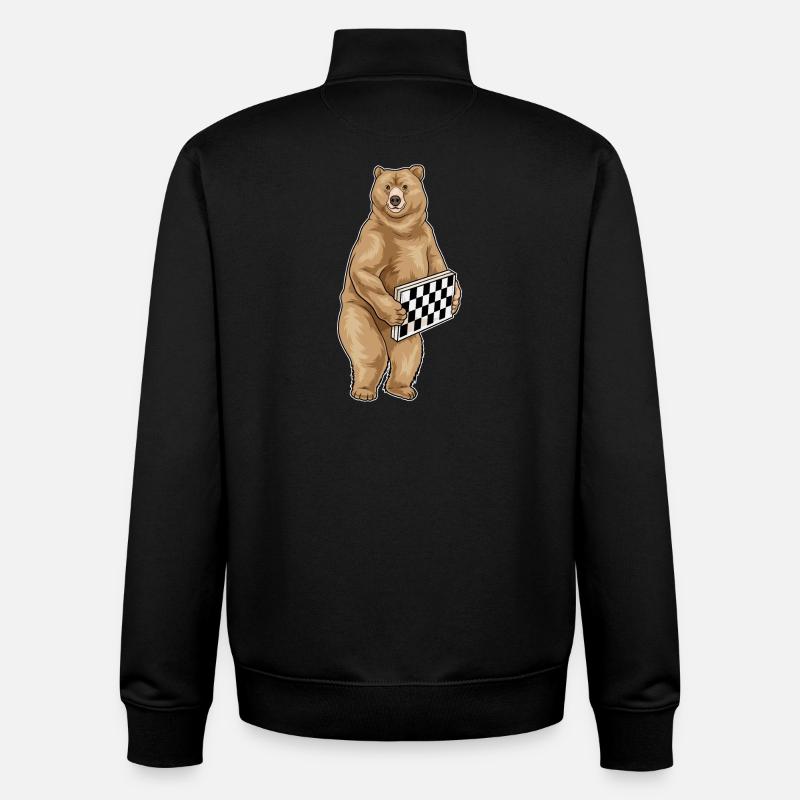 Ours Échiquier Echecs - Sweat zippé unisexe en coton bio Stanley/Stella - noir