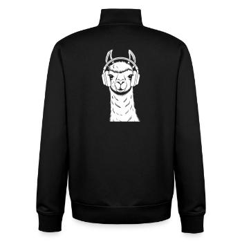 Cooles Lama mit Kopfhörern - Unisex Organic Zip Sweatshirt von Stanley/Stella - Schwarz - Hinten - AI Model Male 185 light (185cm)