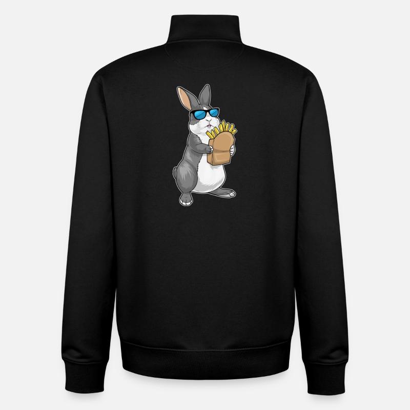Frites lapin - Sweat zippé unisexe en coton bio Stanley/Stella - noir