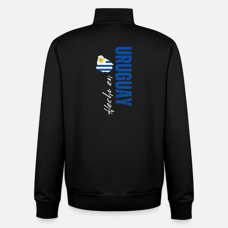 Fabriqué en Uruguay, design vertical - Sweat zippé unisexe en coton bio Stanley/Stella - noir