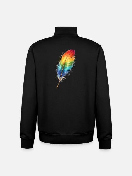 Bunte Feder Regenbogen Boho Design  - Unisex Organic Zip Sweatshirt von Stanley/Stella - Schwarz