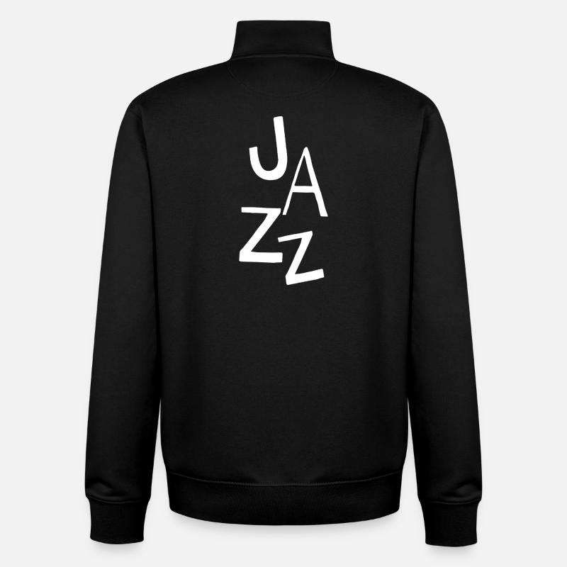 Conception typographique jazz - Sweat zippé unisexe en coton bio Stanley/Stella - noir