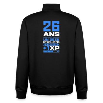 26 Ans Humour Geek 26 Ans Anniversaire Gamer - Sweat zippé unisexe en coton bio Stanley/Stella - noir - Dos - AI Model Male 185 light (185cm)
