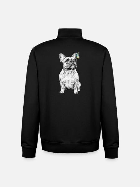 French Bulldog Butterfly Sketch - Unisex Organic Zip Sweatshirt by Stanley/Stella - black