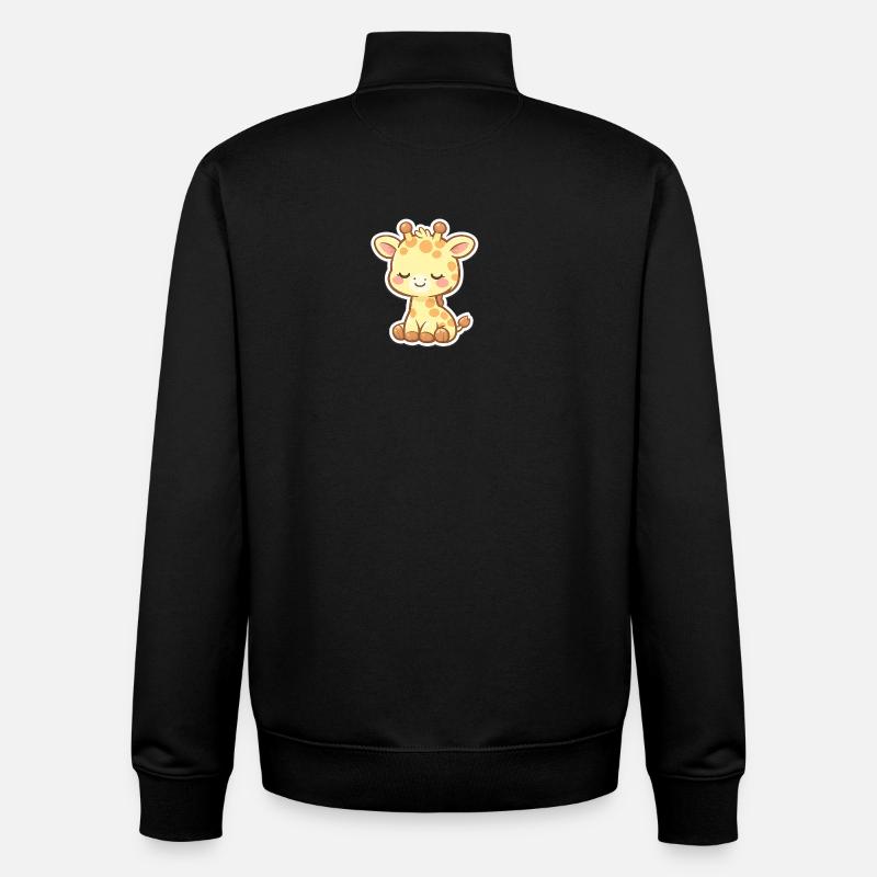 Bébé girafe mignon style Kawaii - Sweat zippé unisexe en coton bio Stanley/Stella - noir