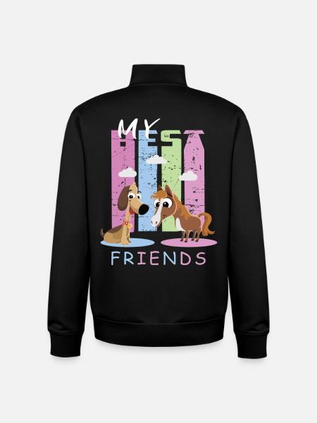 Cheval et chien - Sweat zippé unisexe en coton bio Stanley/Stella - noir