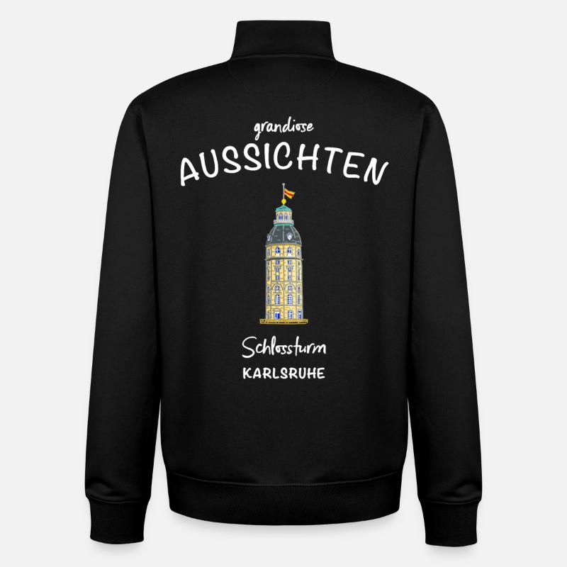 Karlsruhe, historic castle tower - Unisex Organic Zip Sweatshirt by Stanley/Stella - black
