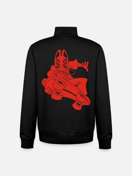 Strange red fox on skateboarding - Unisex Organic Zip Sweatshirt by Stanley/Stella - black