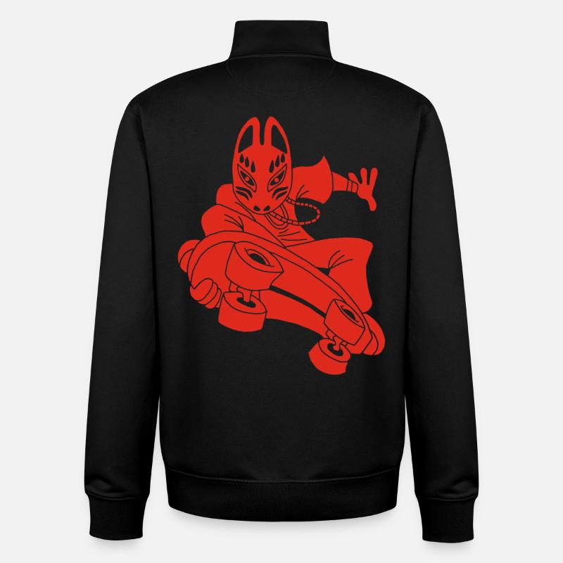 Renard rouge étrange en skateboard - Sweat zippé unisexe en coton bio Stanley/Stella - noir