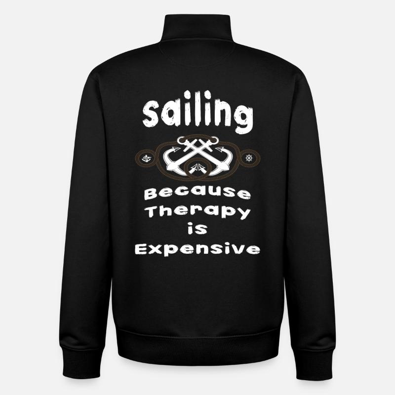 "Sailing Therapy" T-Shirt - Unisex Organic Zip Sweatshirt von Stanley/Stella - Schwarz