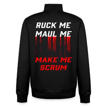 Rugby-Leidenschaft: Ruck, Maul, Scrum - Unisex Organic Zip Sweatshirt von Stanley/Stella - Schwarz - Hinten - AI Model Male 185 light (185cm)