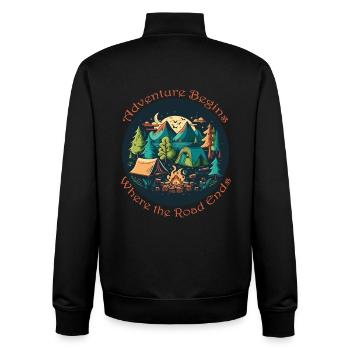 Abenteuer Beginnt Am Pfadende - Unisex Organic Zip Sweatshirt von Stanley/Stella - Schwarz - Hinten - AI Model Male 185 light (185cm)