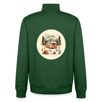 Camping adventure with motorhome - Unisex Organic Zip Sweatshirt by Stanley/Stella - bottle green - Back - AI Model Male 185 dark (185cm)