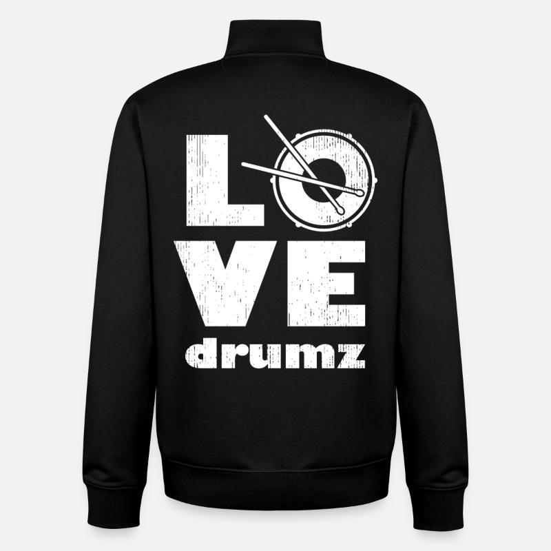 Minimalistisches Design der Liebestrommel - Unisex Organic Zip Sweatshirt von Stanley/Stella - Schwarz
