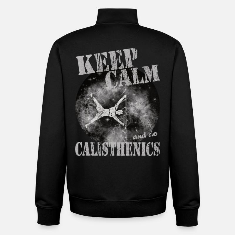Restez calme – Calisthenics Design - Sweat zippé unisexe en coton bio Stanley/Stella - noir