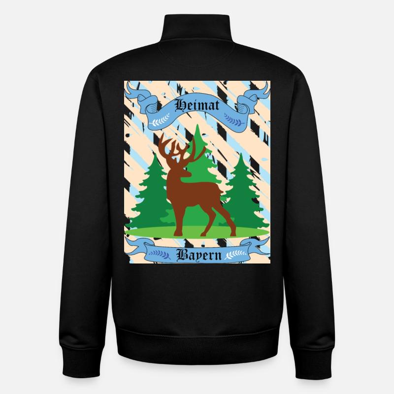 Maison de Bavière Cerfs dans la forêt - Sweat zippé unisexe en coton bio Stanley/Stella - noir