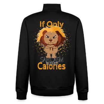 Sarkasmus, verbrannte Kalorien, lustiger Löwe - Unisex Organic Zip Sweatshirt von Stanley/Stella - Schwarz - Hinten - AI Model Male 185 light (185cm)