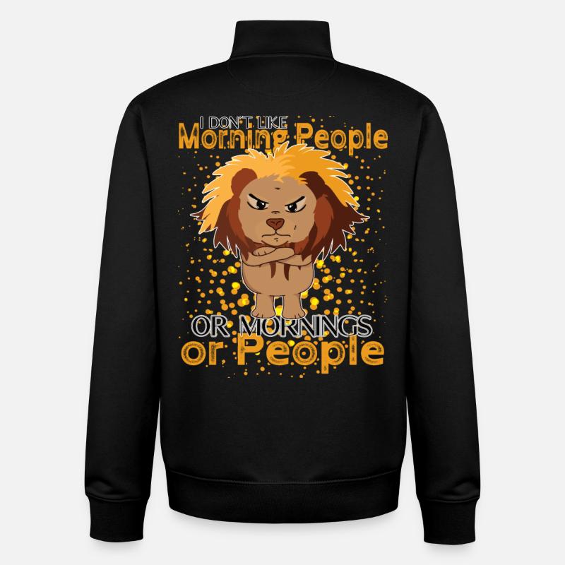 Don't Like Mornings – Grumpy Löwen Humor - Unisex Organic Zip Sweatshirt by Stanley/Stella - black