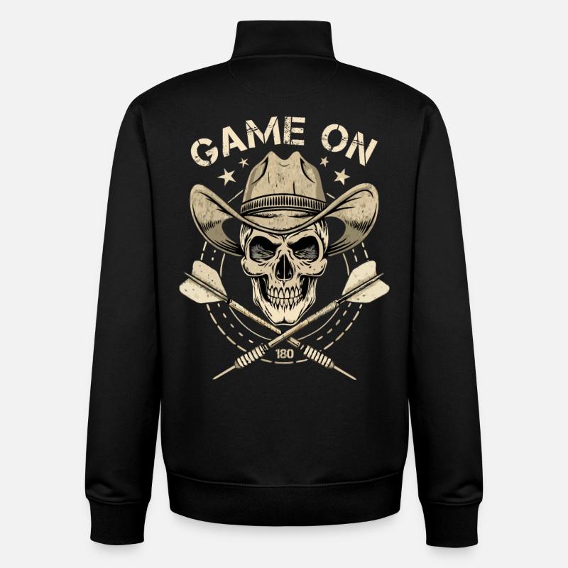 Dart Darts Cowboy Skull - Unisex Organic Zip Sweatshirt by Stanley/Stella - black