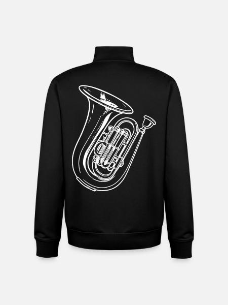 Tuba Drawing - Unisex Organic Zip Sweatshirt by Stanley/Stella - black