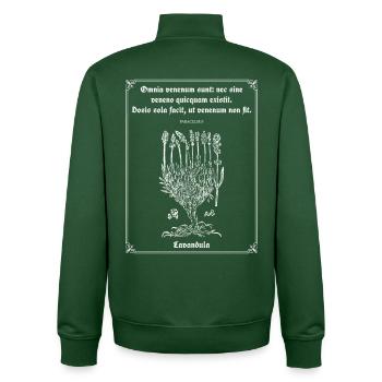 Latin Quote by Paracelsus –Lavender Illustration - Unisex Organic Zip Sweatshirt by Stanley/Stella - bottle green - Back - AI Model Male 185 dark (185cm)