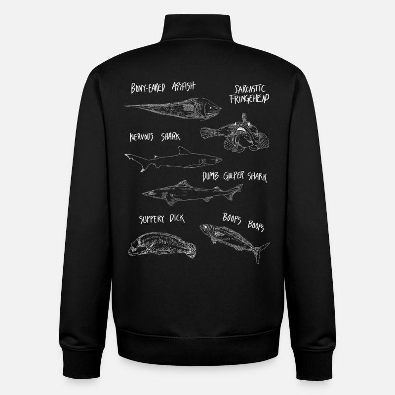 DRÔLE de POISSON - Sweat zippé unisexe en coton bio Stanley/Stella - noir